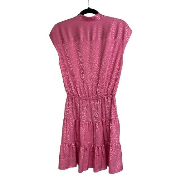 Rebecca Minkoff Punch Pink Ollie Leopard Tiered Dress Size XS - Picture 2 of 9
